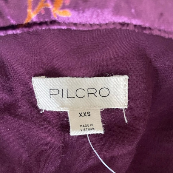 Anthropologie Pilcro Purple Velour Floral Buttoned Relaxed Blouse - Picture 10 of 14